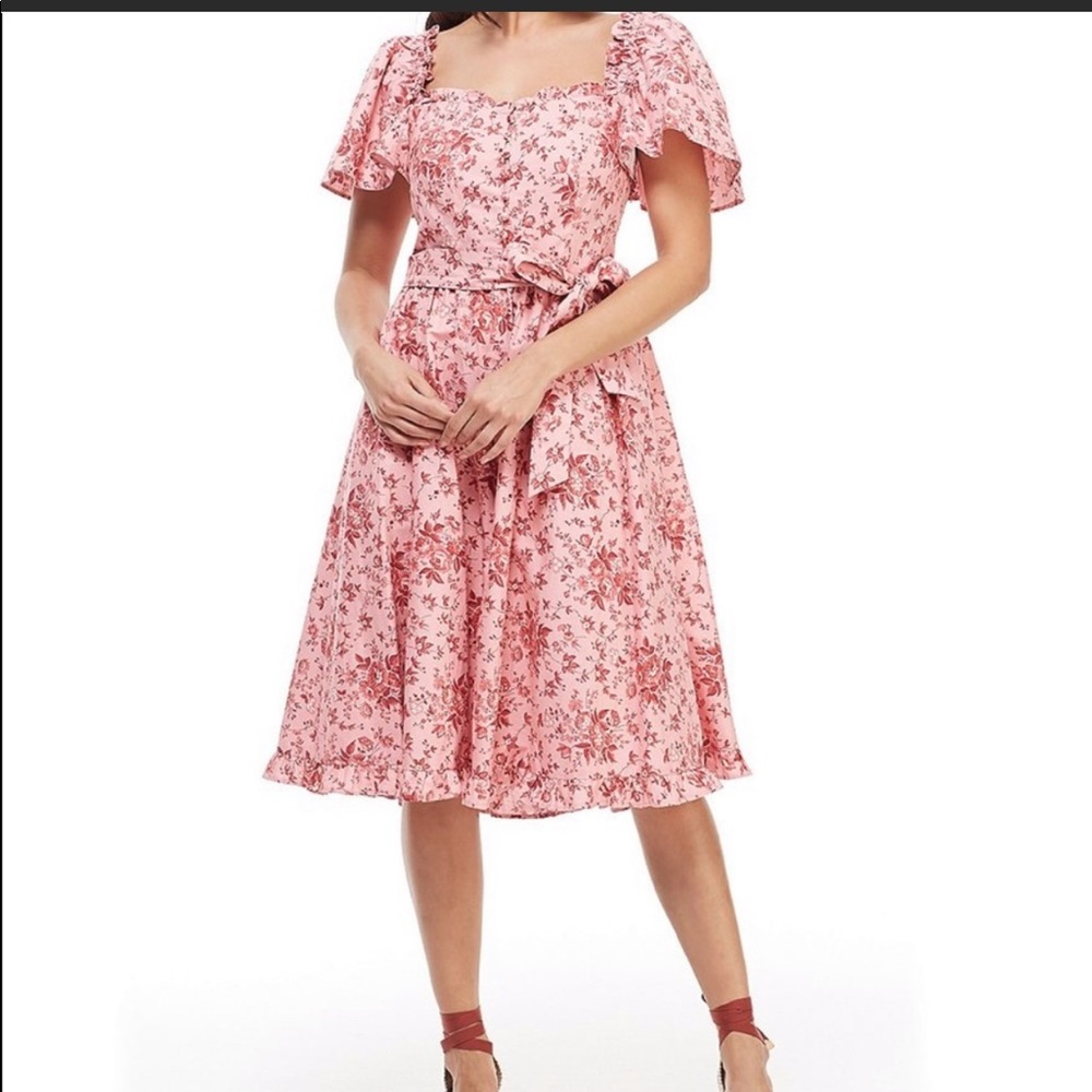 Gal Meets Glam Pink Floral Fit-and-Flare Dress